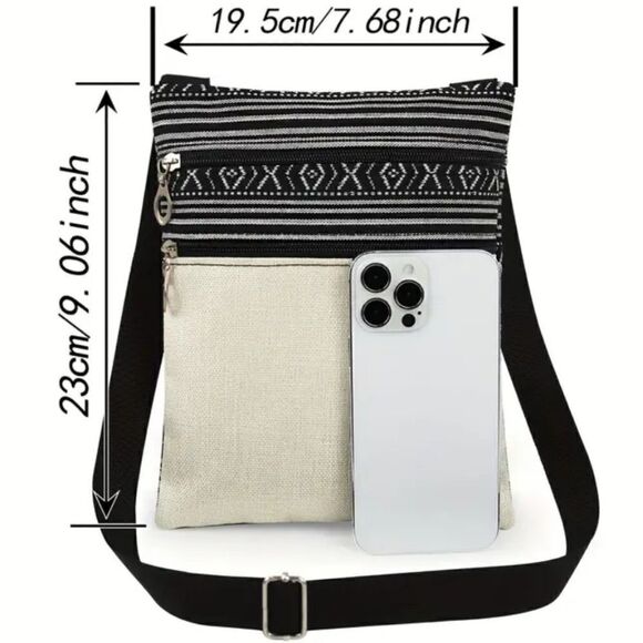 Stylish Eiffel Tower Print Mini  Canvas Crossbody Messenger Bag - Picture 4 of 11